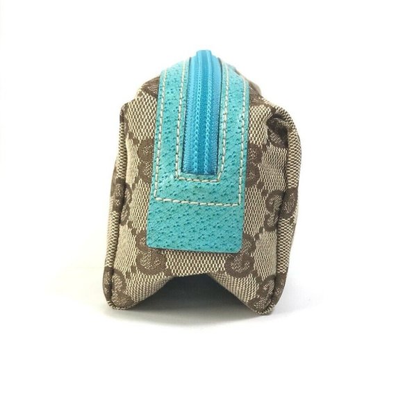 GUCCI GG Cosmetic pouch Small case Cosmetics Pouch GGCanvas Beige x blue - Picture 8 of 9